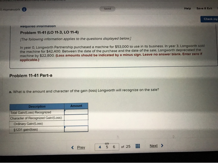  Homework Help Save & Exit Check my Requirea information Problem 11-41