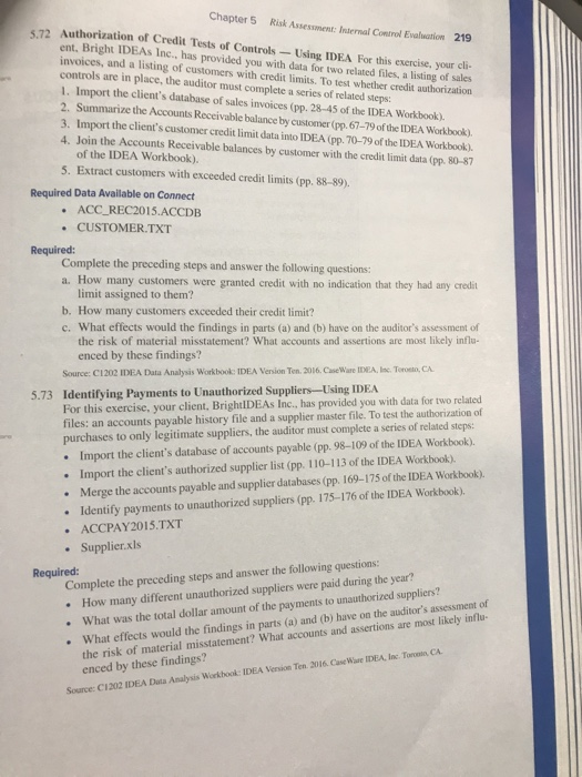  Chapter 5 Risk Assessment: Internal Control Evaluation 219 5.72 Authorization of