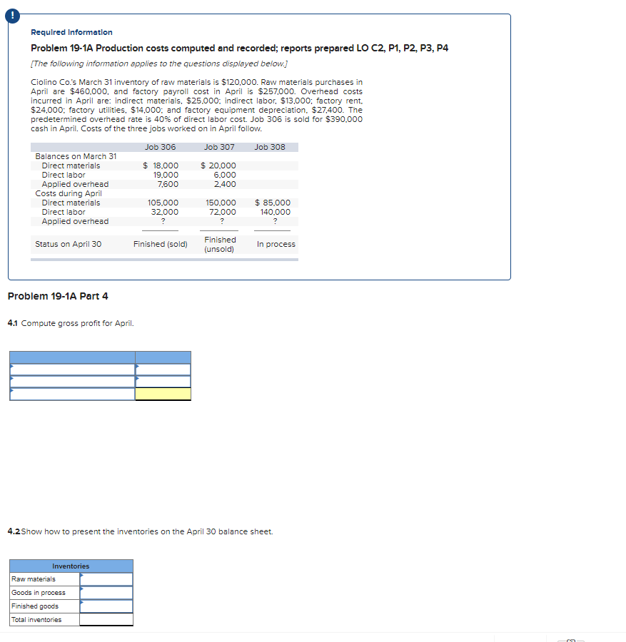 $120,000. Raw materials purchases in April are $460.000, and factory payroll cost