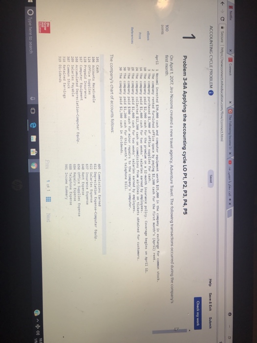  ACCOUNTING CYCLE PROBLEM 6 Help Save& Exi Submit Problem 3-6A Applying
