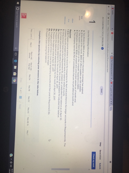 the accounting cycle LO P1, P2, P3, P4, P5 On April 1,