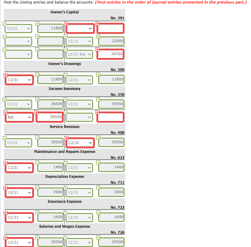 answers the journal entries are using. Problem 4-03A a-d (Part Level Submission)