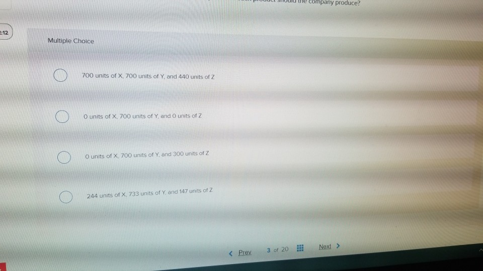 products X, Y and Z with the following characteristics im! Product Product