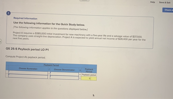  Help Save & Exit Check Required information Use the following information