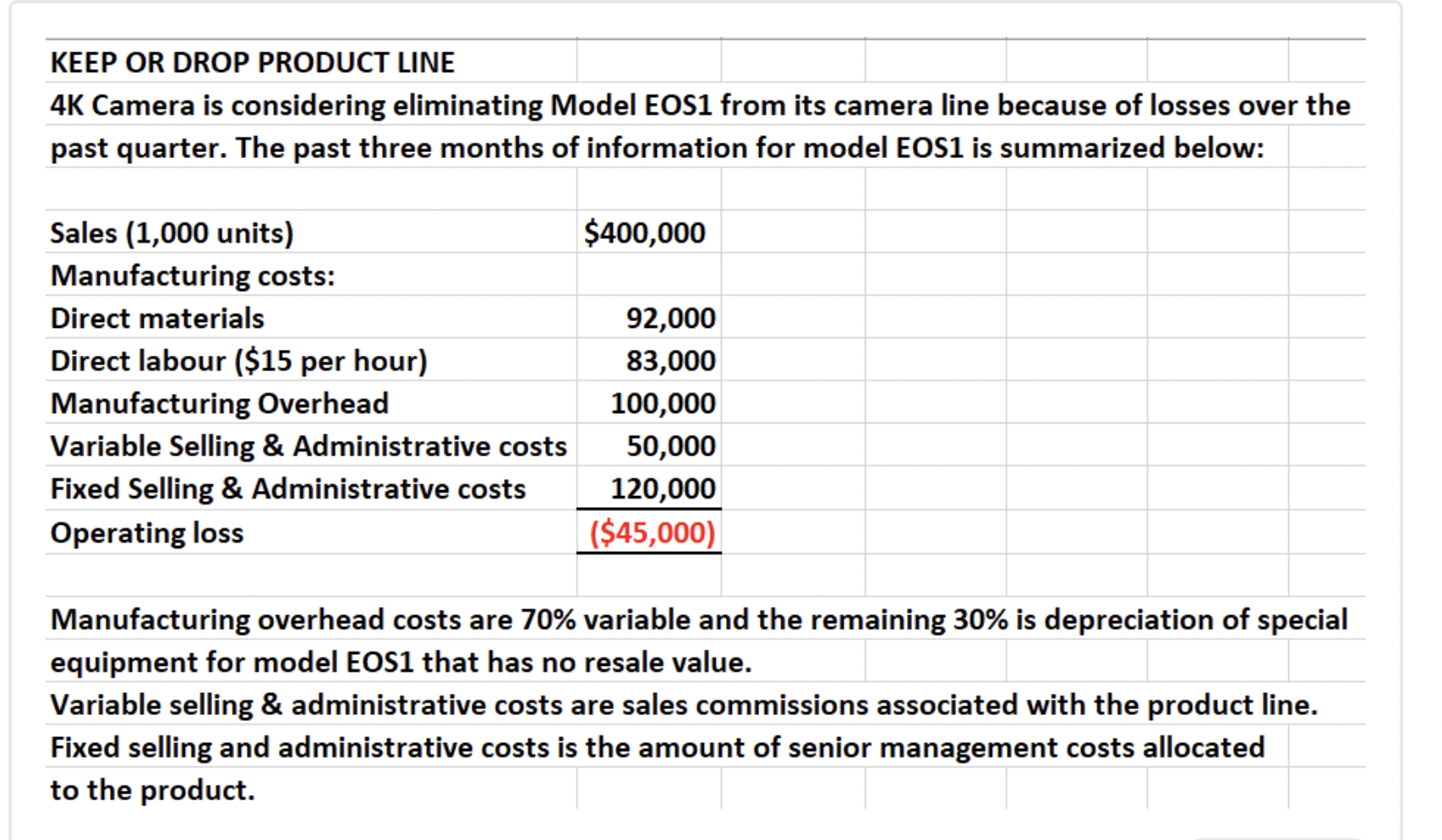 4K Camera is considering eliminating Model EOS1 from its camera line