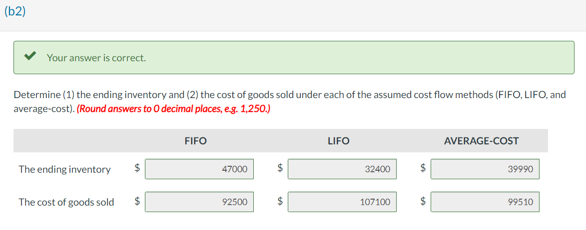 sold under each of the assumed cost flow methods (FIFO, LIFO, and