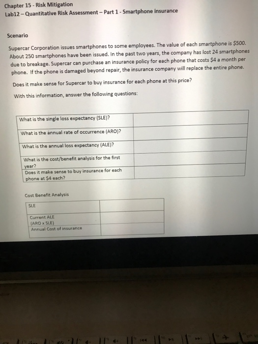  Chapter 15 - Risk Mitigation Lab12 - Quantitative Risk Assessment -