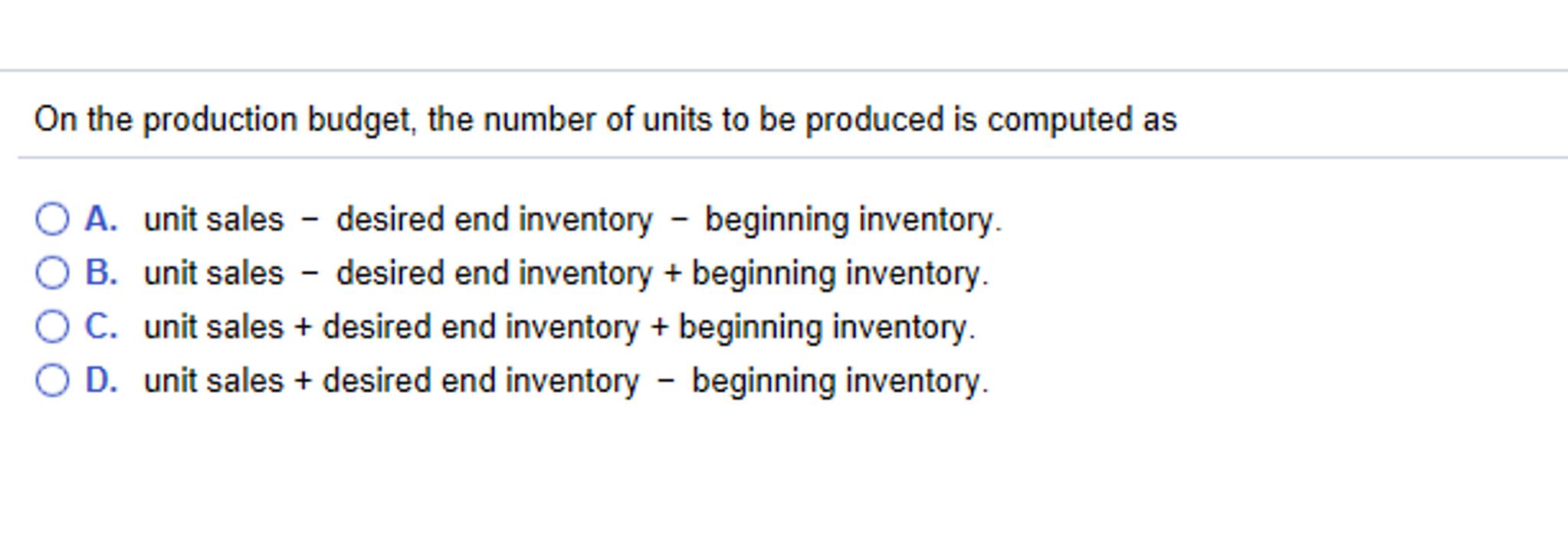 which is the correct answer? On the production budget, the number of