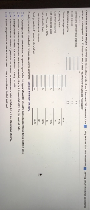 follows statement and compare it to the 2018 statement which areas require