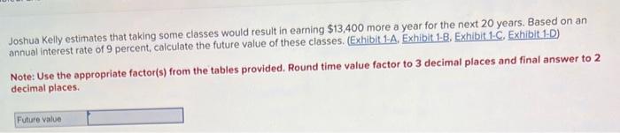  Joshua Kelly estimates that taking some classes would result in earning