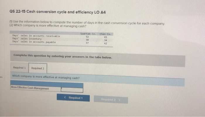 the information below to compute the number of days in the cash