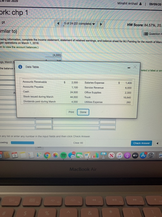 the account balances.) HO ke Begin by preparing the income statement for