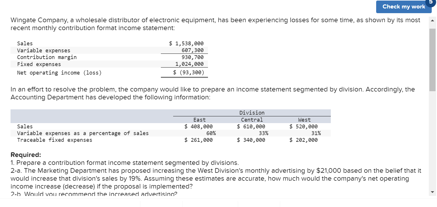 Hi, I need help with this problem. Thank you! Wingate Company, a