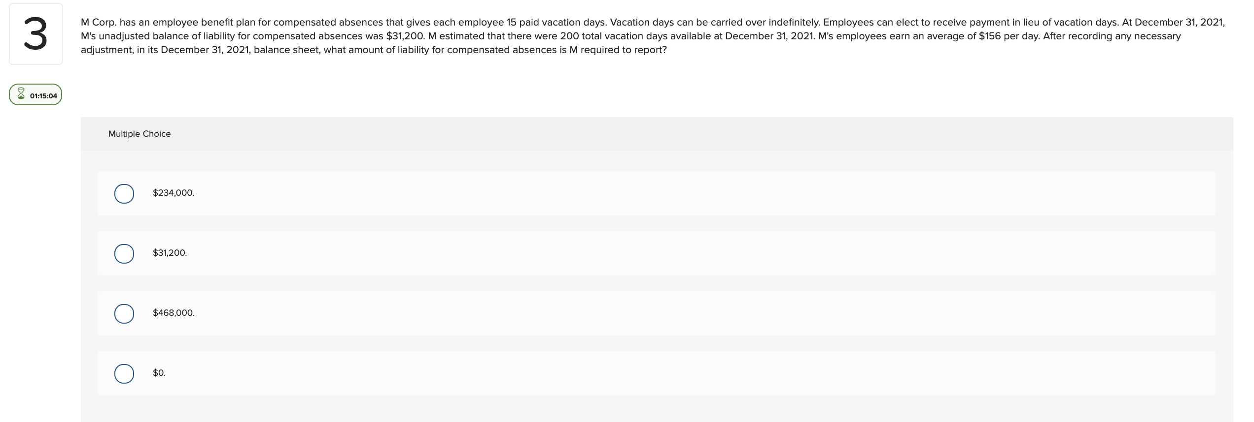  3 M Corp. has an employee benefit plan for compensated absences