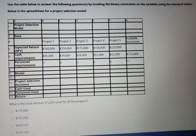  both questions please Use the table below to answer the following