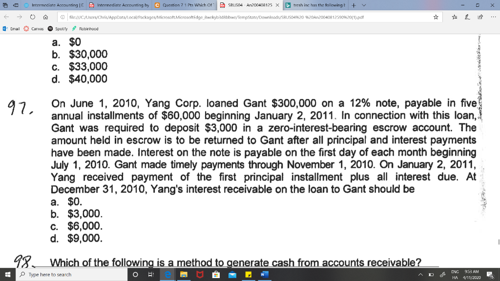 E Email Intermediate Accounting | Intermediate Accounting by Question 71 Pts