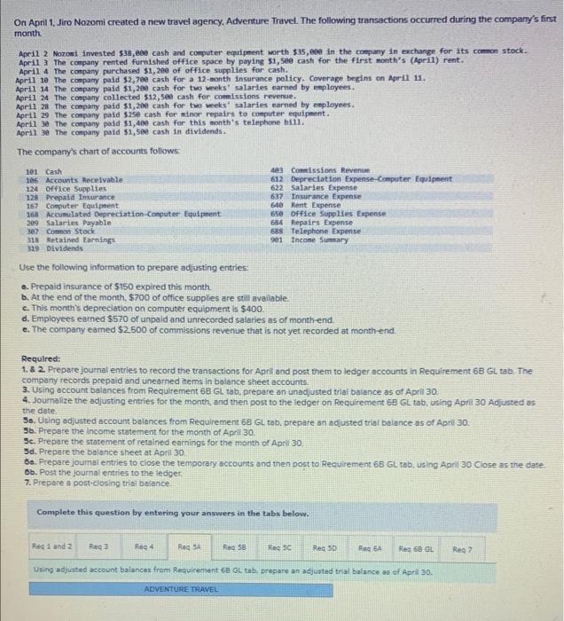  Please only do Required Question 5A which is Adjusted Trial Balance.