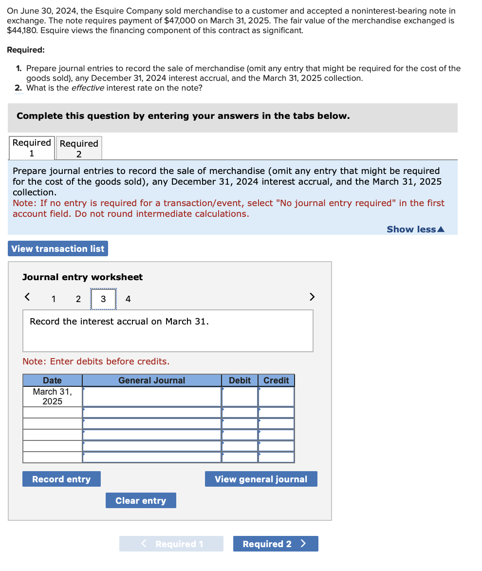 note in exchange. The note requires payment of $47,000 on March 31,