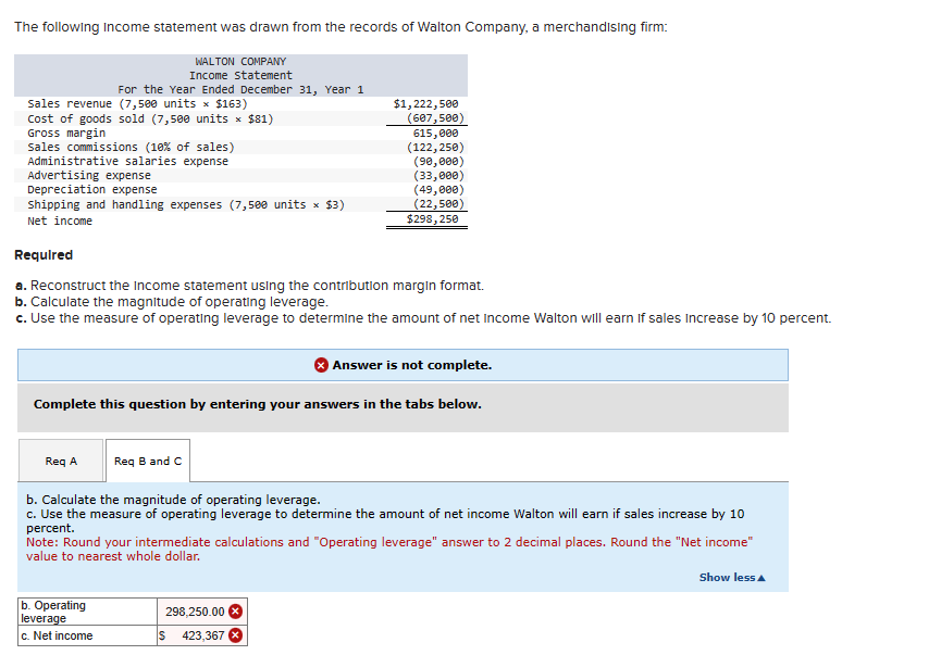 b. Calculate the magnitude of operating leverage. c. Use the measure of