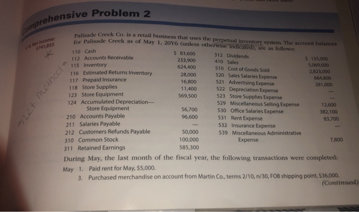  chapter 5 comprehensive problem 2 ensive Problem 2 comprehen Niet income