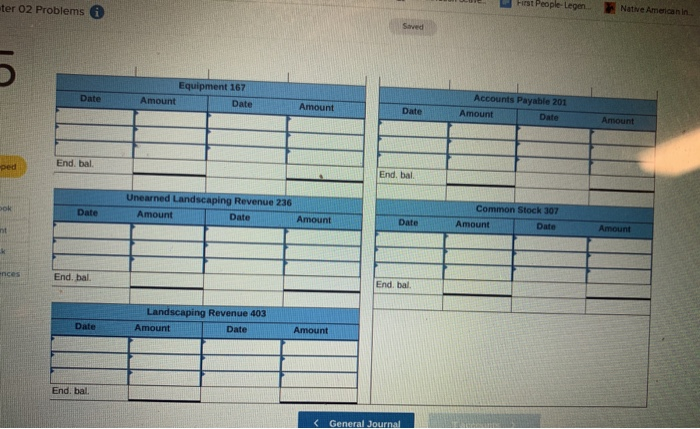 of accounts-account numbers in parentheses: Cash (101); Accounts Receivable (106): Office Supplies