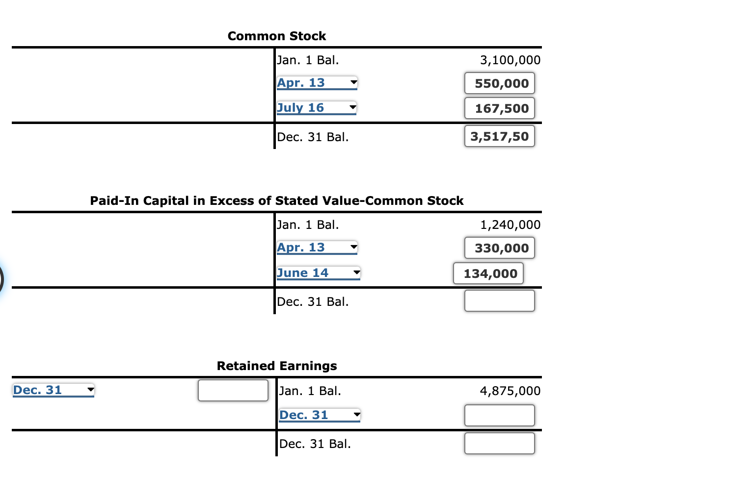 entry, leave it blank. Mar. 15. Sold all of the treasury stock