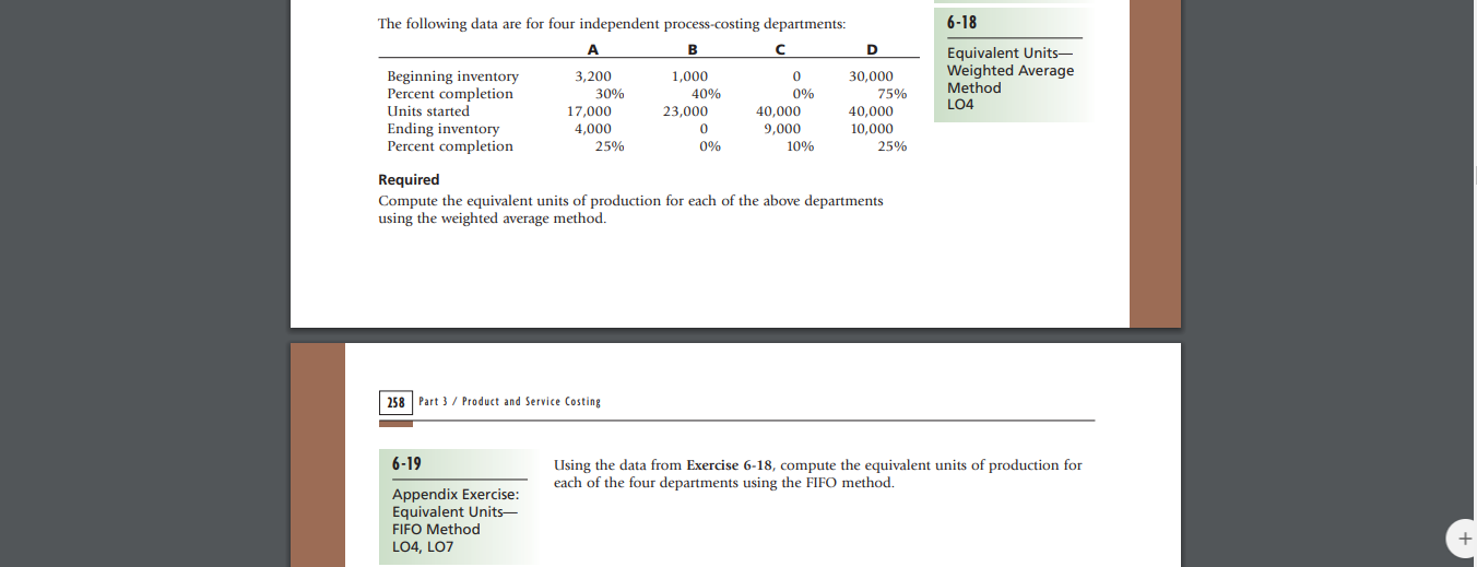 questions 1.Please Calculate with Average and FIFO Method 6-18 The following data