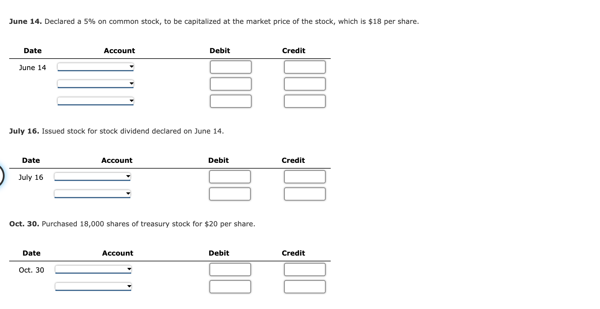 & Jan. 1 Bal. & 1,240,000 \\ & Apr. 13 - &