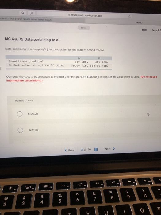  Exam 2 Help Save & E MC Qu. 75 Data pertaining