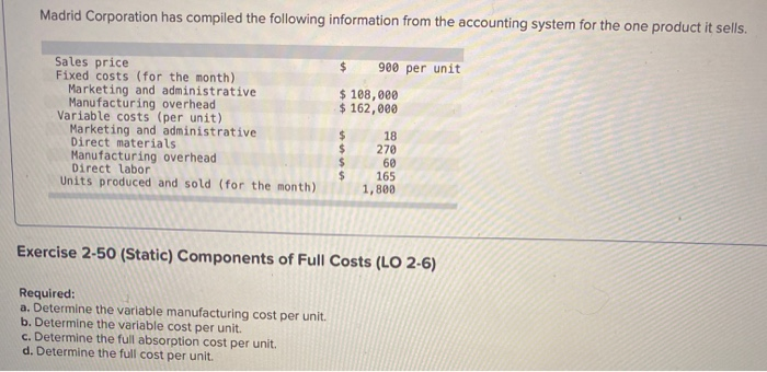how do i calculate these? i can't figure it out Madrid Corporation