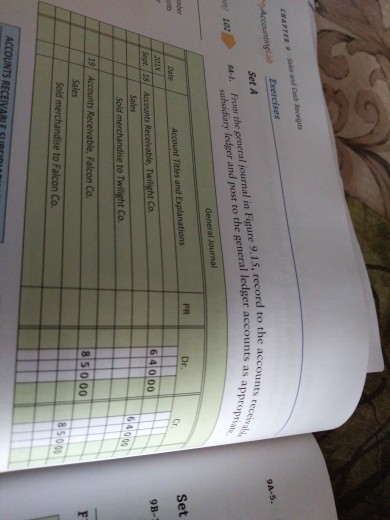  Exercises 9A-5. Set A appropriate R- General Journal PR Dr. Set
