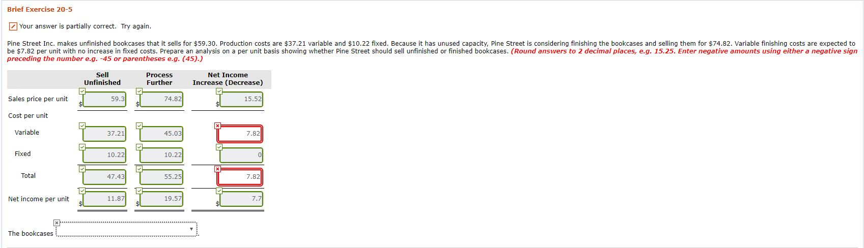 Brief Exercise 20-5 Your answer is partially correct. Try again Pine