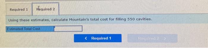 is filling cavities. Mountain has recorded the following for the past nine
