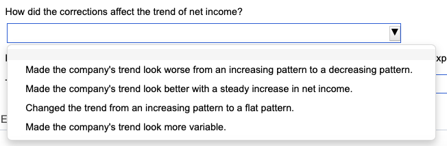 income over the three-year period? How did the corrections affect the trend