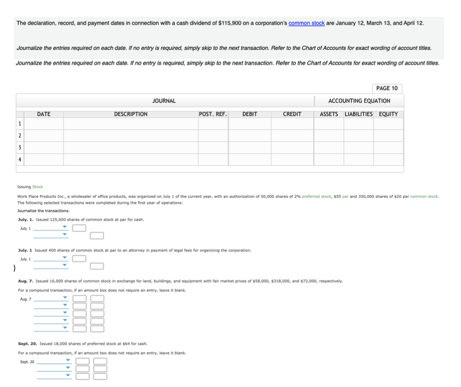 The declaration, record, and payment dates in connection with a cash