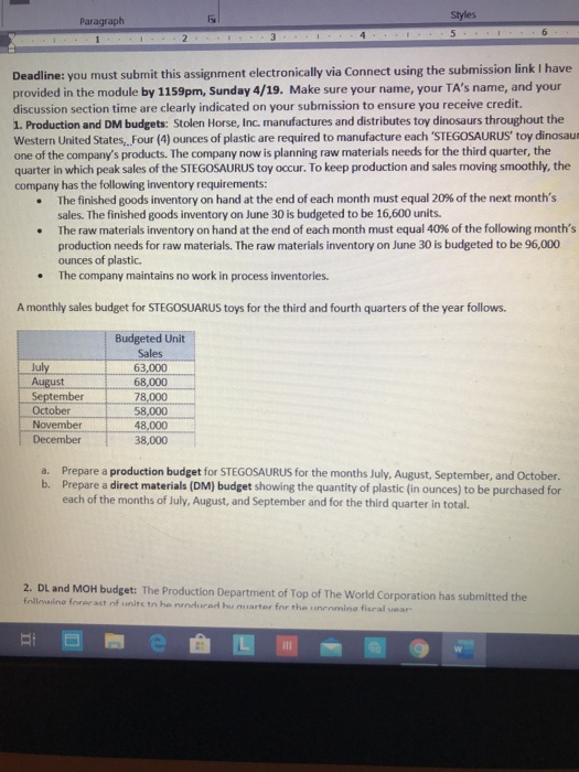  Paragraph Styles Deadline: you must submit this assignment electronically via Connect