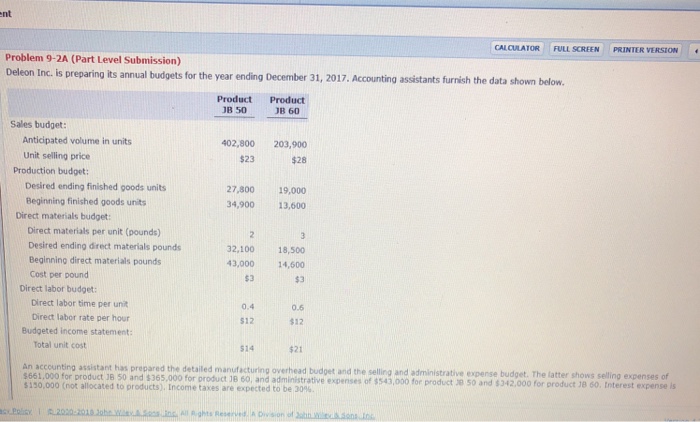  Prepare the budgeted multiple step income statement for the year ent