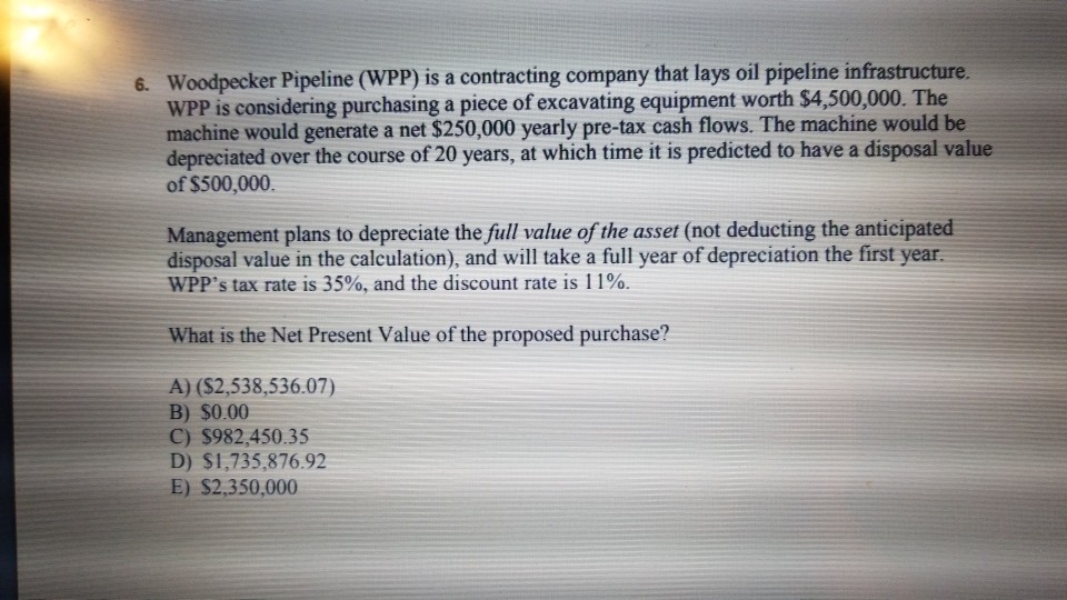 purchasing new equipment this year for a new project. The project is