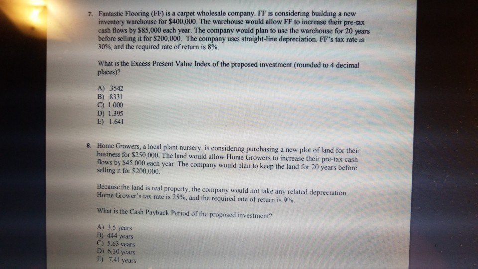 expected to return $750,000 per year for the next 5 years. The