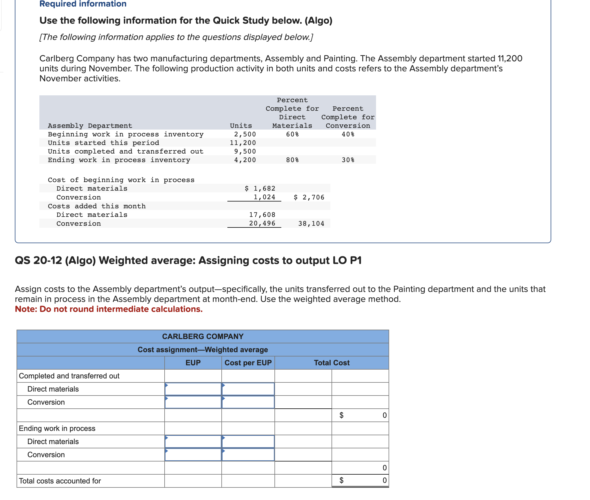  Use the following information for the Quick Study below. (Algo) [The