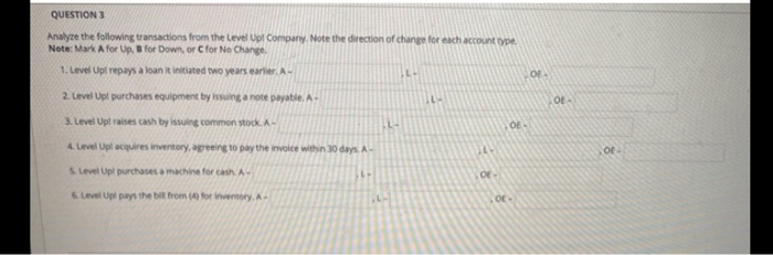 help im stuck OP IL OL QUESTION 3 Analyse the following transactions