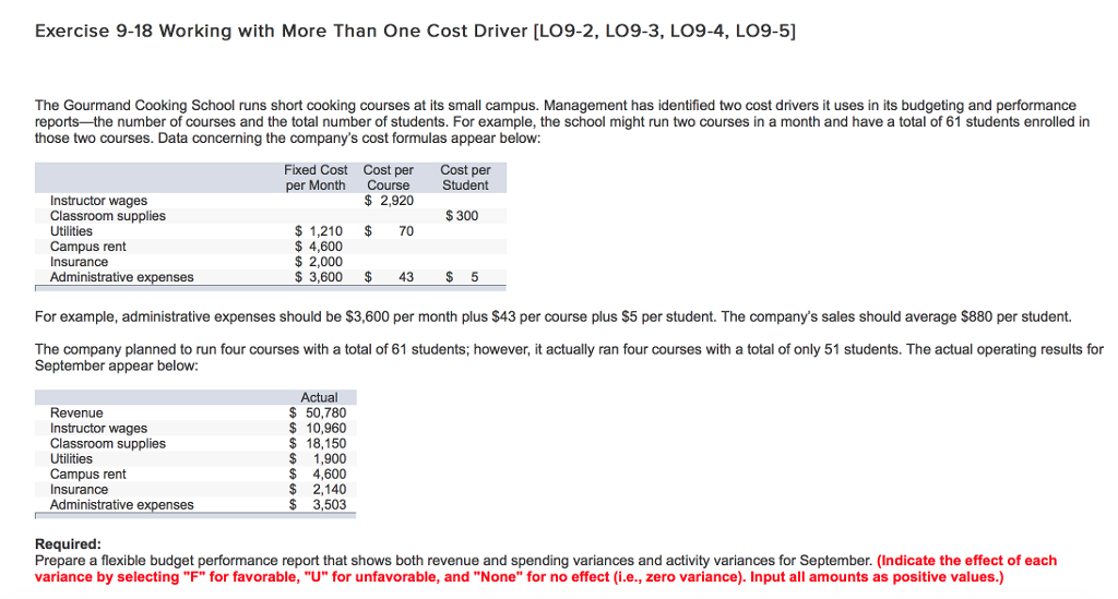  Exercise 9-18 Working with More Than One Cost Driver [LO9-2, LO9-3,