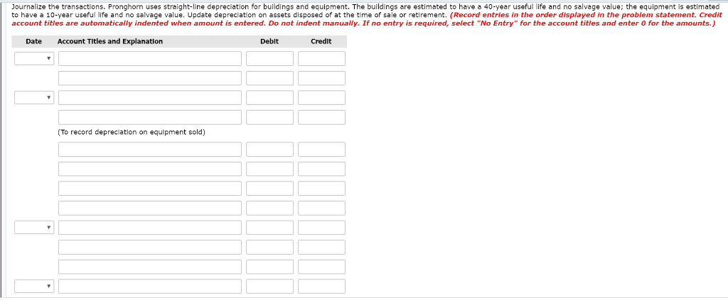 At December 31, 2017, Pronghorn Corporation reported the following plant assets. Land