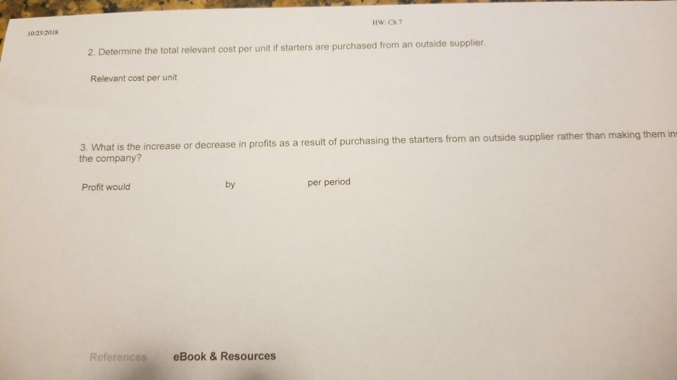 a Component [LO7-3) For many years Futura Company has purchased the starters