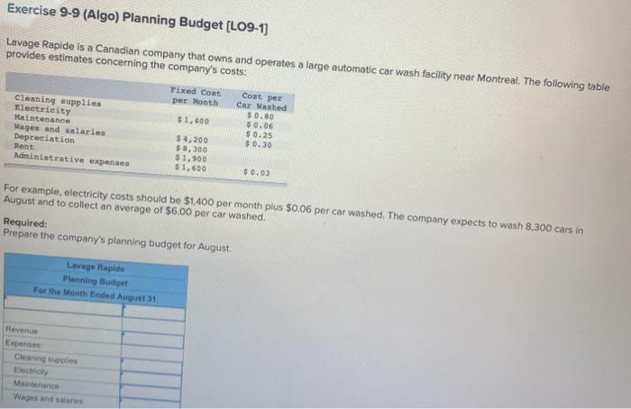 costs should be $1,400 per month plus $0.06 per car washed. The