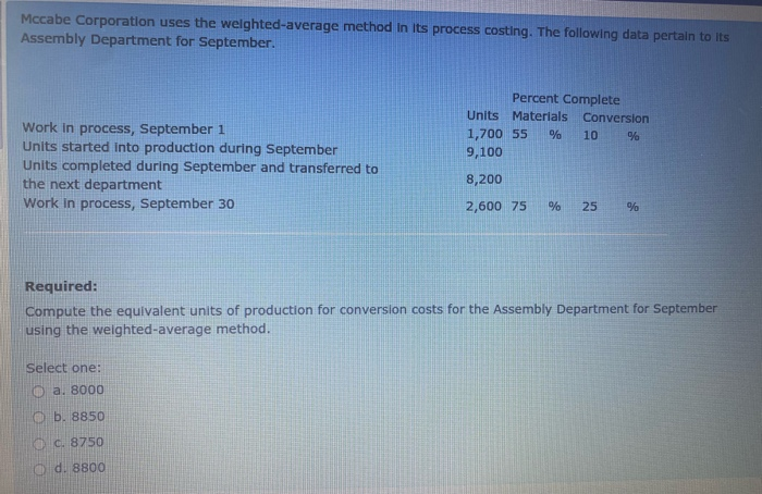 in process, November 1: materials 75% complete, conversion 60% complete Units started