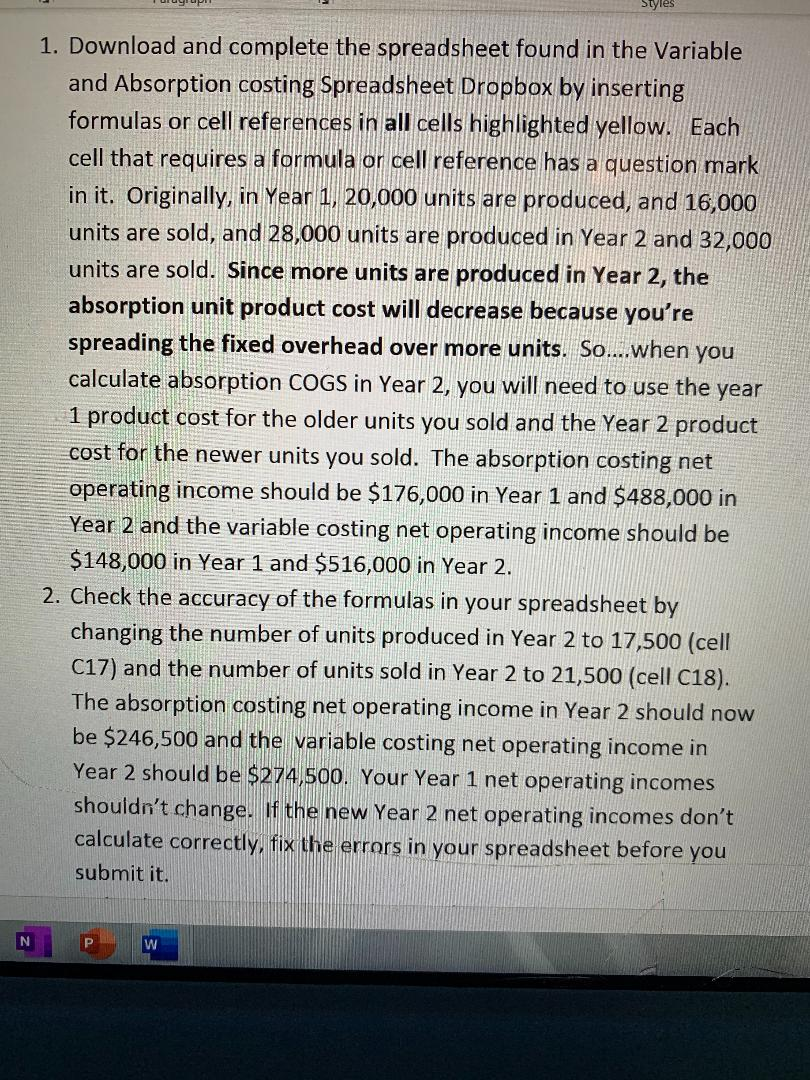  1. Download and complete the spreadsheet found in the Variable and