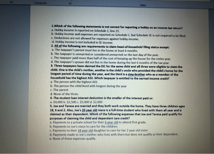 1. Which of the following statements is not correct for reporting a