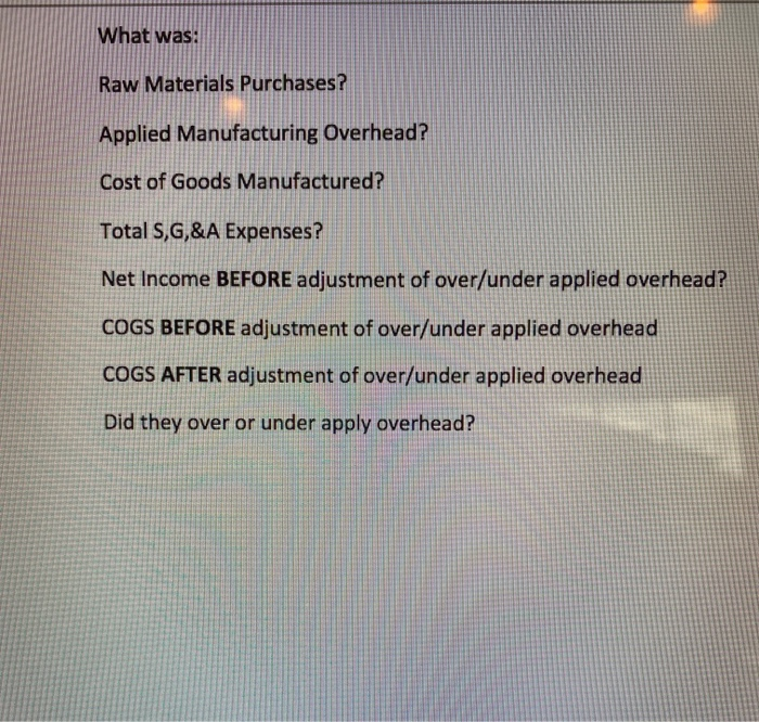 the following gathered information to answer the questions below. Beginning Ending Raw
