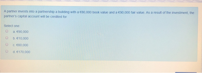  A partner invests into a partnership a building with a 80,000